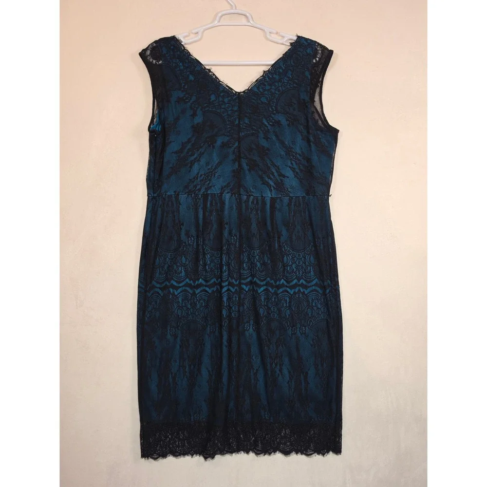 Lane Bryant Lace Dress Womens 24 Teal Black‎ Goth Romantic Whimsigoth Cocktail